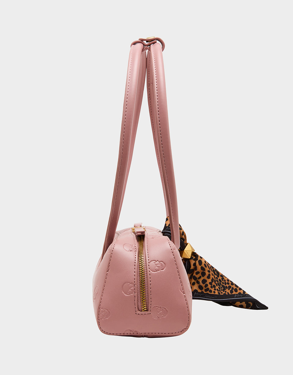 Betsey Johnson SKULLICIOUS SHOULDER BAG BLUSH Women's Pink Skull Shoulder Handbag with Scarf