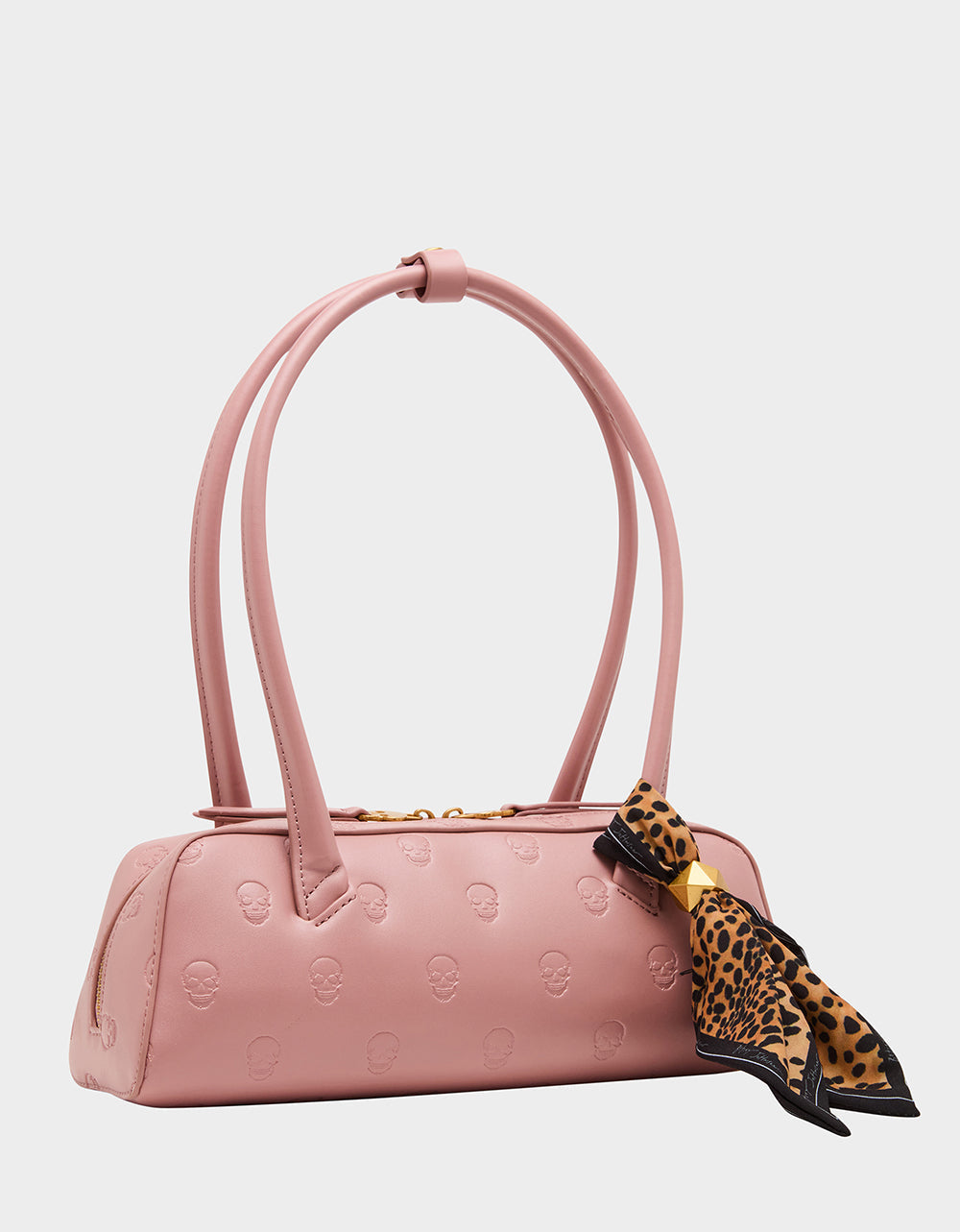 Betsey Johnson SKULLICIOUS SHOULDER BAG BLUSH Women's Pink Skull Shoulder Handbag with Scarf