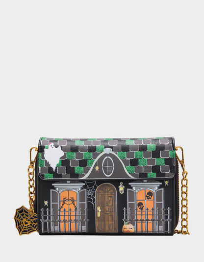 Betsey Johnson FOREVER HOME BUNDLE Women's Haunted House Halloween Crossbody, Wallet on Chain, and Wallet Set