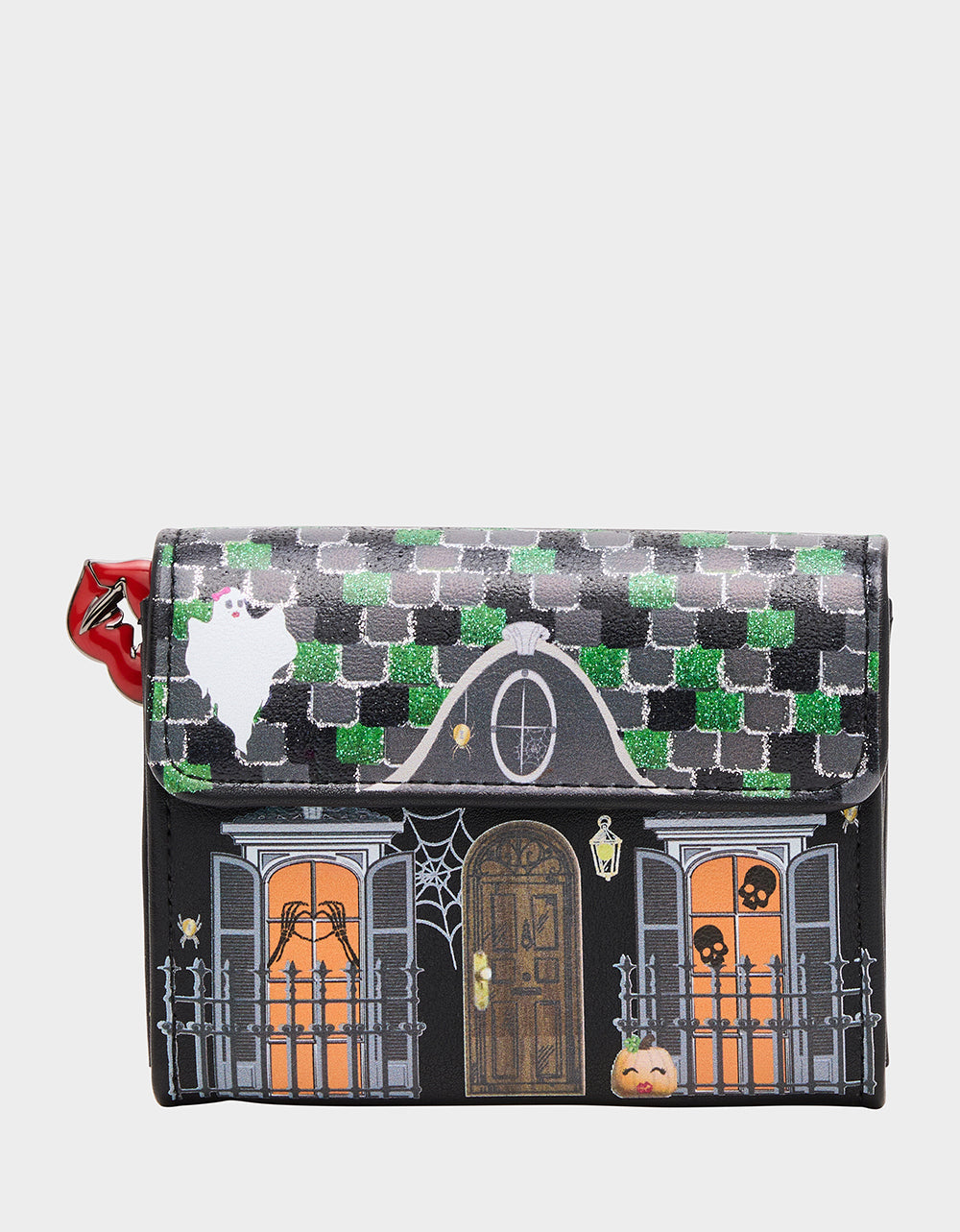 Betsey Johnson FOREVER HOME BUNDLE Women's Haunted House Halloween Crossbody, Wallet on Chain, and Wallet Set