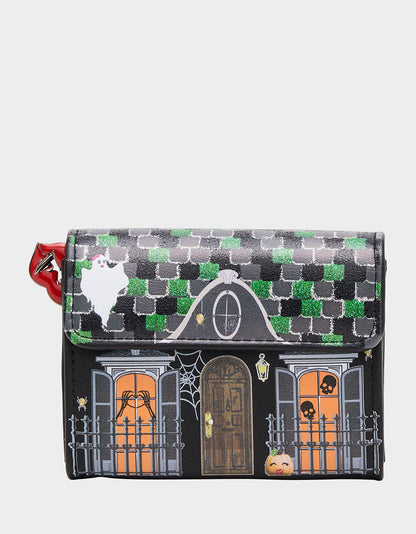 Betsey Johnson FOREVER HOME BUNDLE Women's Haunted House Halloween Crossbody, Wallet on Chain, and Wallet Set