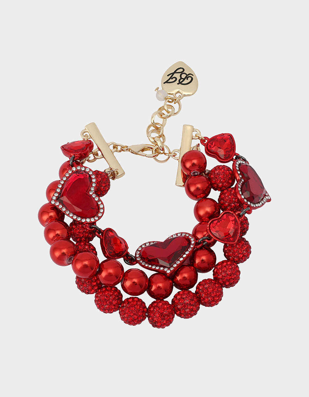 Betsey Johnson LOVE SPELL MULTI BRACELET RED Women's Valentine's Day Heart Bracelet