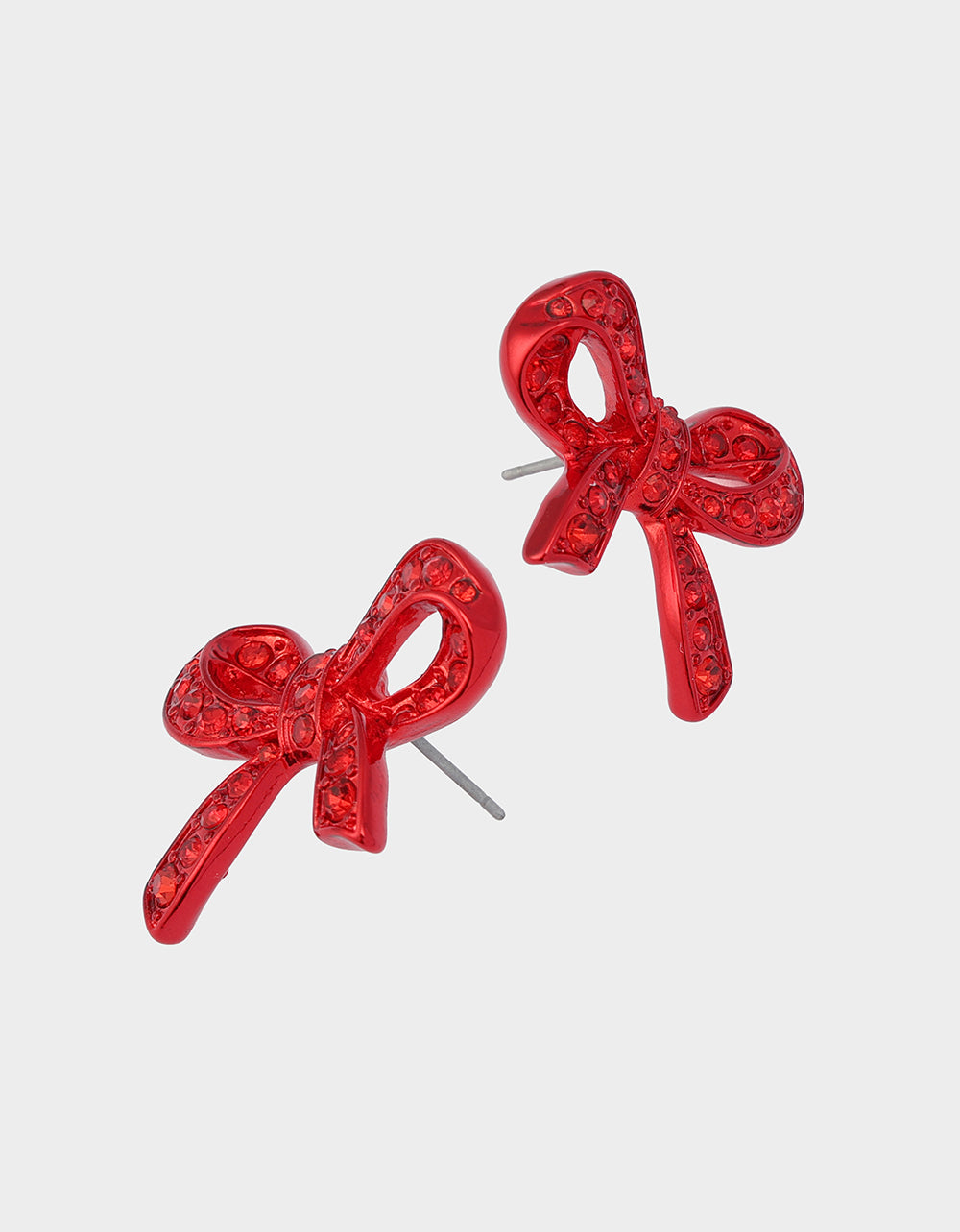 Betsey Johnson BOW STUD EARRINGS RED Women's Rhinestone Bow Stud Valentine's Day Earrings