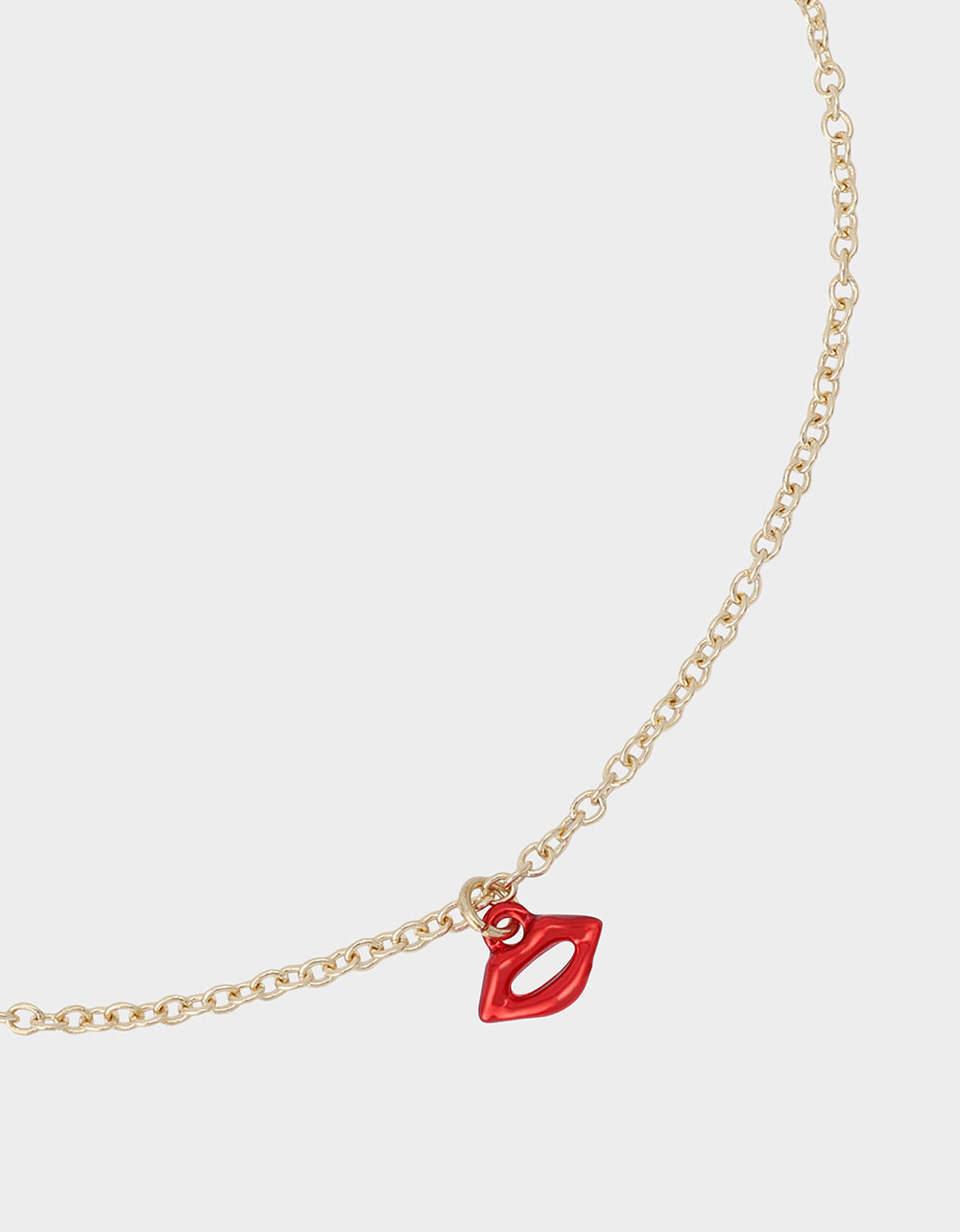 Betsey Johnson LIPS NECKLACE SET RED Women's Gold Heart Chain Lip Valentine's Day Necklace Set