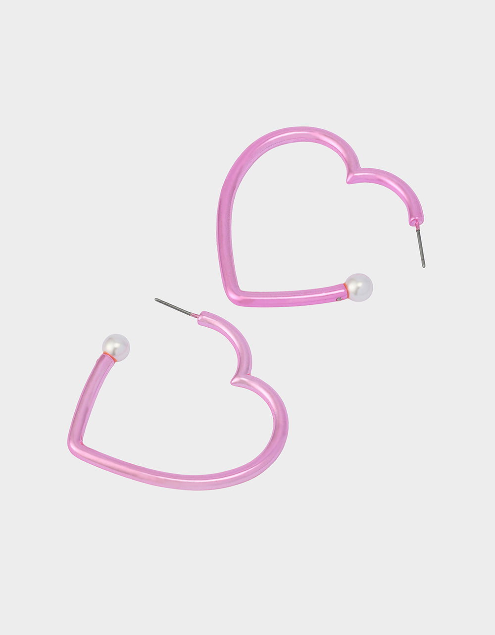 Betsey Johnson HEART HOOP EARRINGS PINK/WHITE Women's Valentine's Day Heart Hoop Earrings