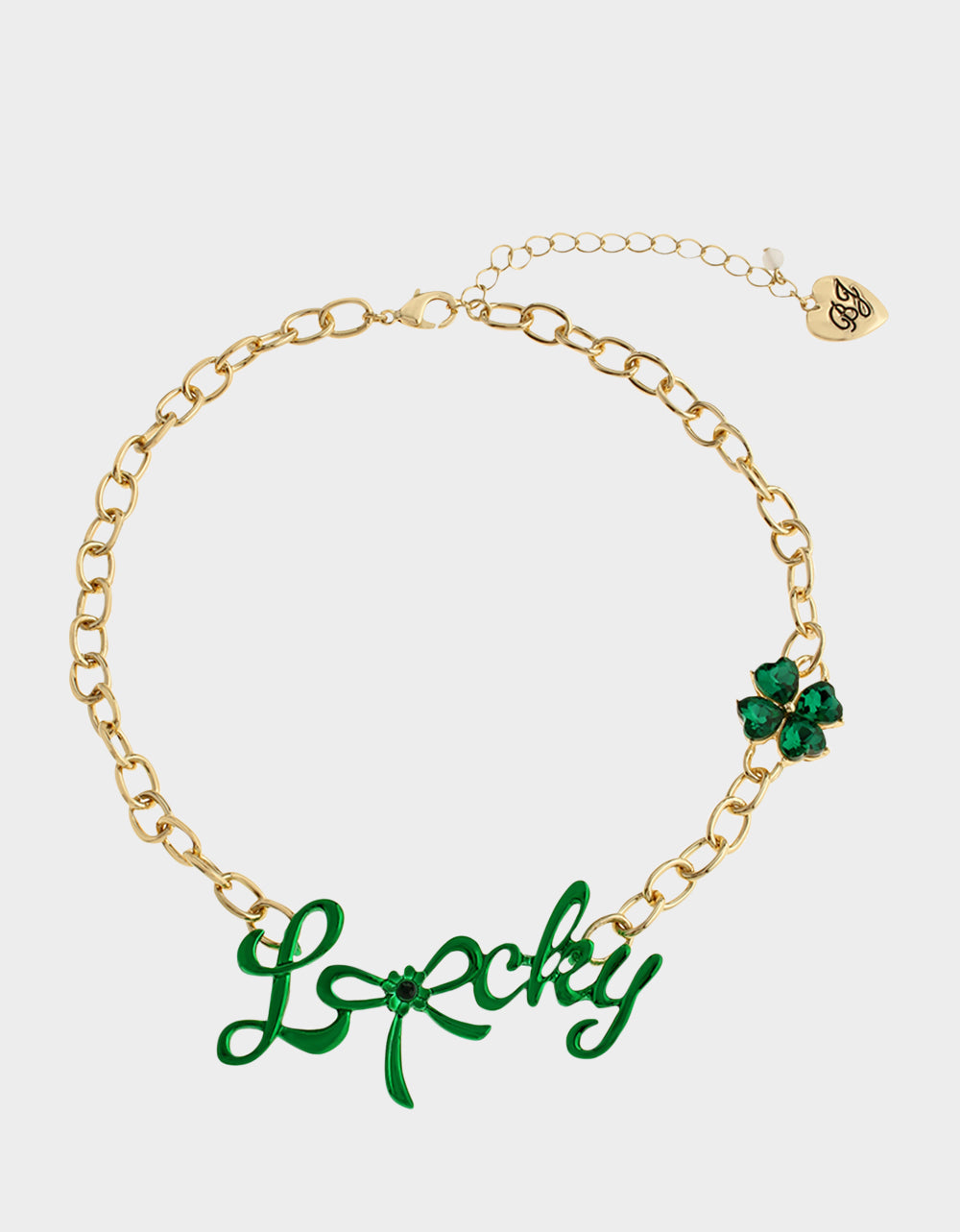 Betsey Johnson LUCKY FRONTAL NECKLACE GREEN Women's St. Patrick's Day Bib Necklace