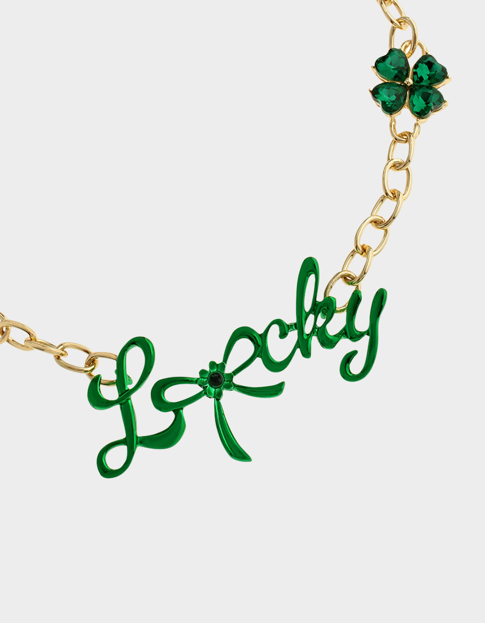 Betsey Johnson LUCKY FRONTAL NECKLACE GREEN Women's St. Patrick's Day Bib Necklace