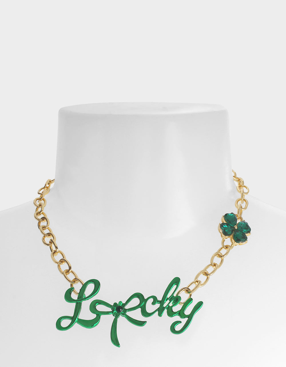 Betsey Johnson LUCKY FRONTAL NECKLACE GREEN Women's St. Patrick's Day Bib Necklace