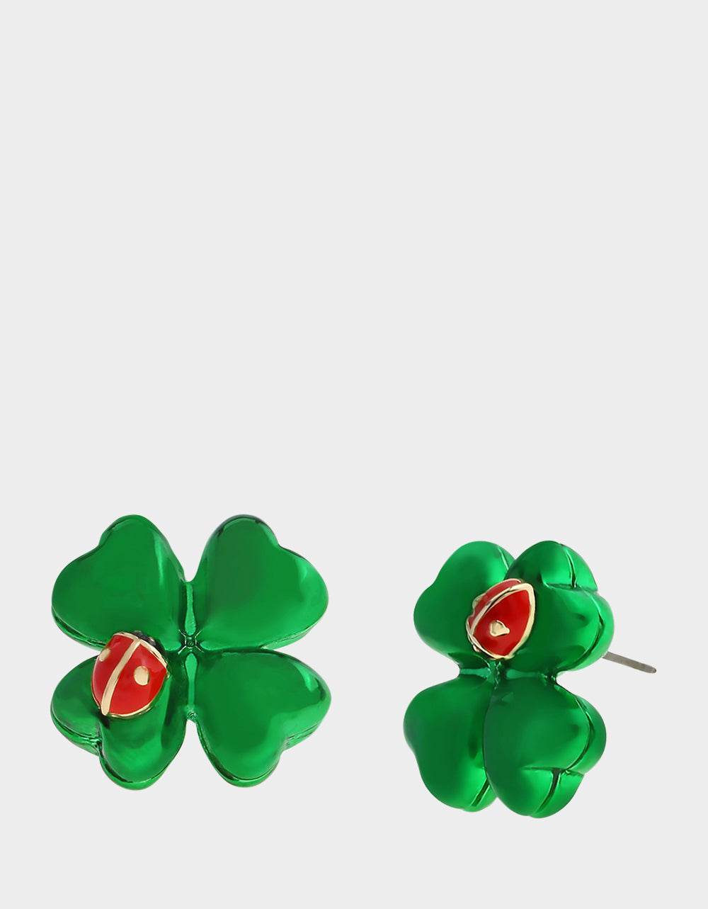 Betsey Johnson SHAMROCK LADYBUG STUD EARRINGS GREEN Women's St. Patrick's Day Shamrock Ladybug Earrings