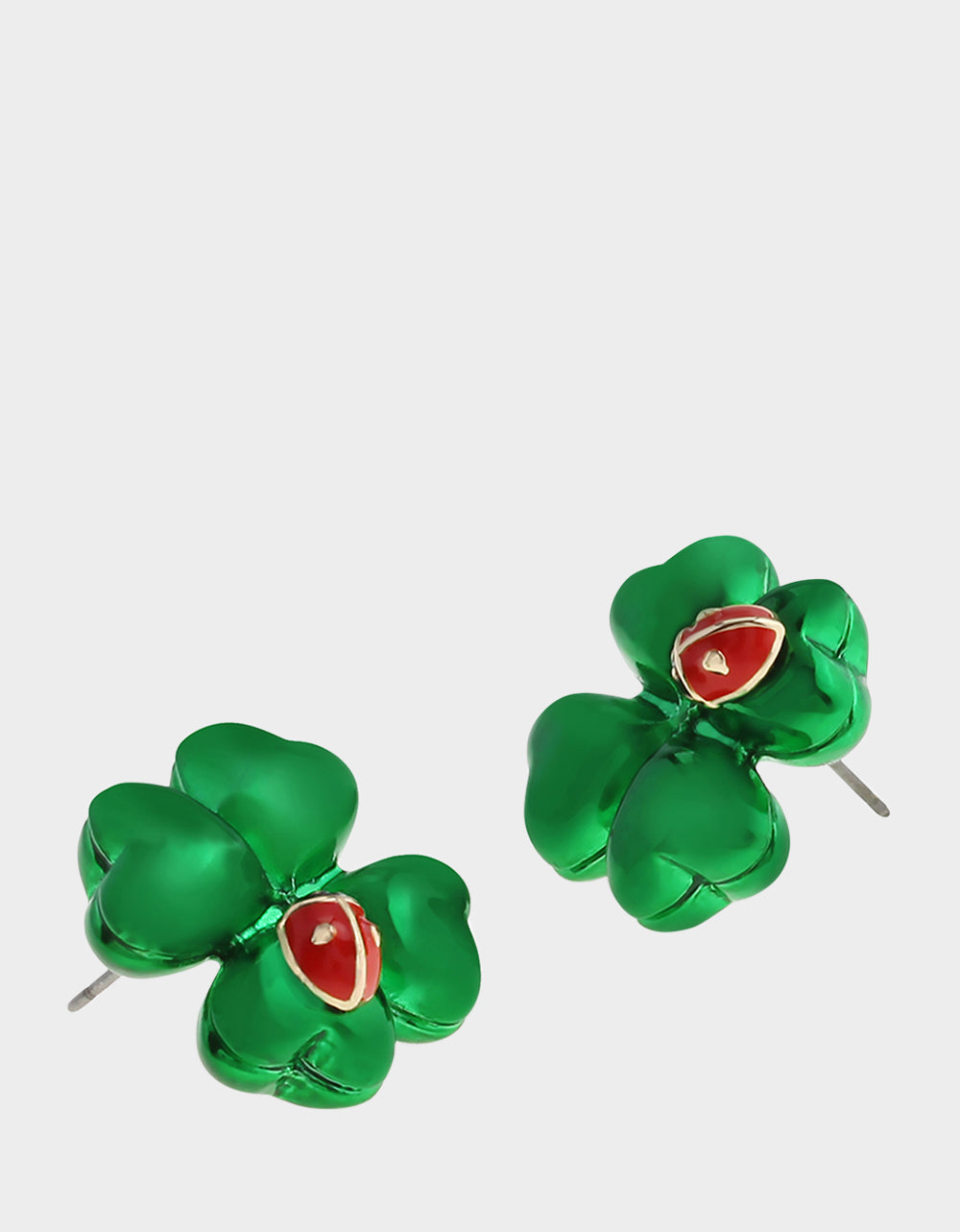 Betsey Johnson SHAMROCK LADYBUG STUD EARRINGS GREEN Women's St. Patrick's Day Shamrock Ladybug Earrings