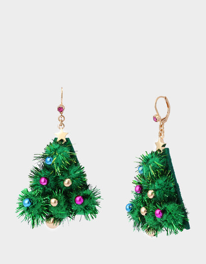 Betsey Johnson PLUSH TREE DROP EARRINGS FIR GREEN Women's Christmas-Themed Tree Drop Earrings
