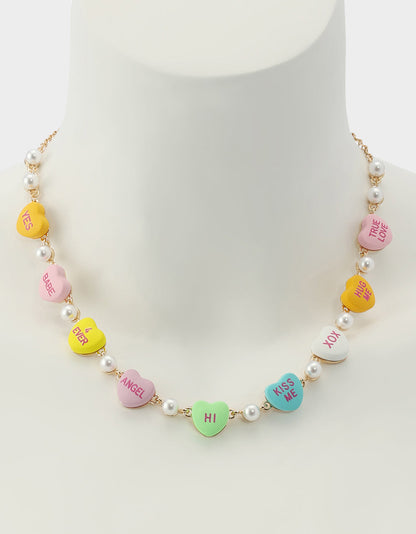 Betsey Johnson SWEETHEART COLLAR NECKLACE MULTI Women's Valentine's Day Candy Hearts Necklace