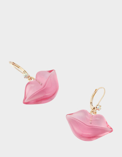 Betsey Johnson LIPS LEVER BACK EARRINGS PINK Women's Valentine's Day Drop Lips Earrings