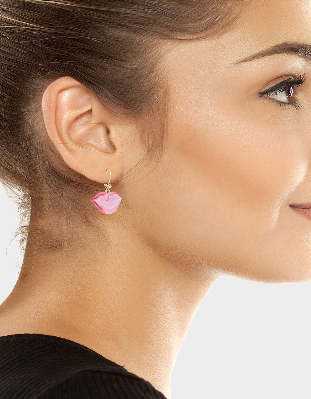 Betsey Johnson LIPS LEVER BACK EARRINGS PINK Women's Valentine's Day Drop Lips Earrings