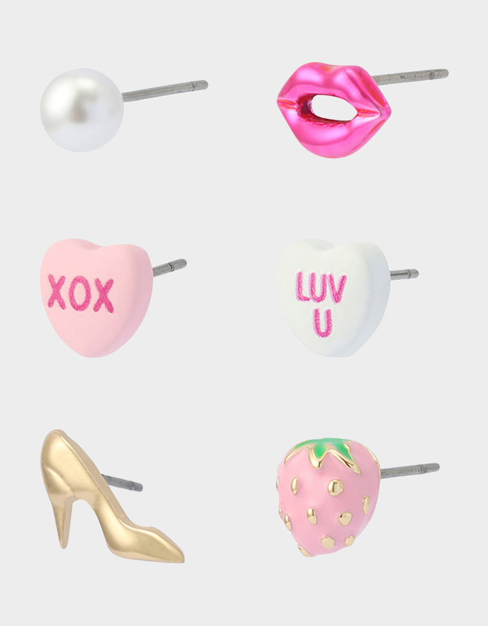 Betsey Johnson MISMATCH XOXO STUD SET PINK Women's Valentine's Day Stud Earrings