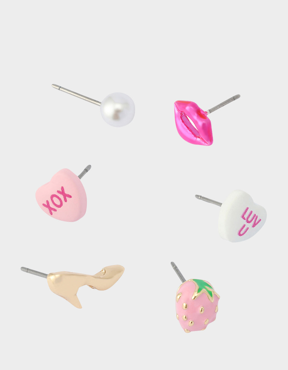 Betsey Johnson MISMATCH XOXO STUD SET PINK Women's Valentine's Day Stud Earrings
