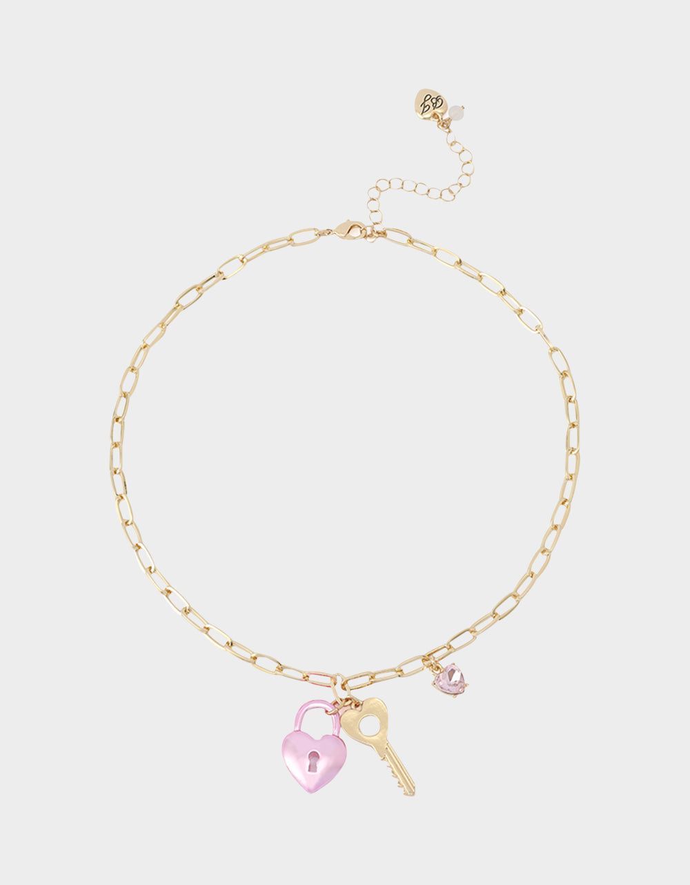 Betsey Johnson HEART LOCK SHORT PENDANT NECKLACE PINK Women's Valentine's Day Heart Pendant Necklace