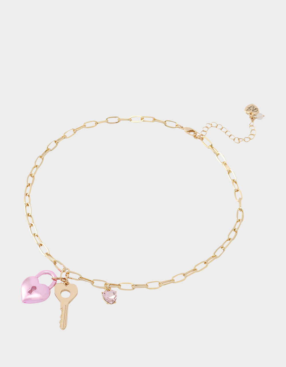 Betsey Johnson HEART LOCK SHORT PENDANT NECKLACE PINK Women's Valentine's Day Heart Pendant Necklace