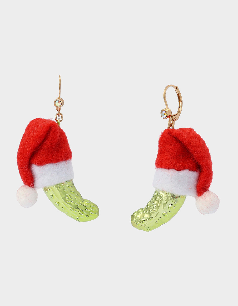 Betsey Johnson SANTA BABY PICKLE DROP EARRING GREEN Women's Christmas Holiday Pickle Earrings