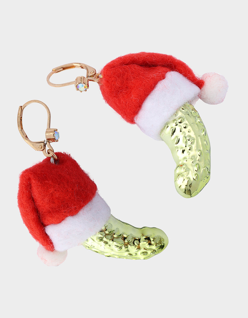 Betsey Johnson SANTA BABY PICKLE DROP EARRING GREEN Women's Christmas Holiday Pickle Earrings
