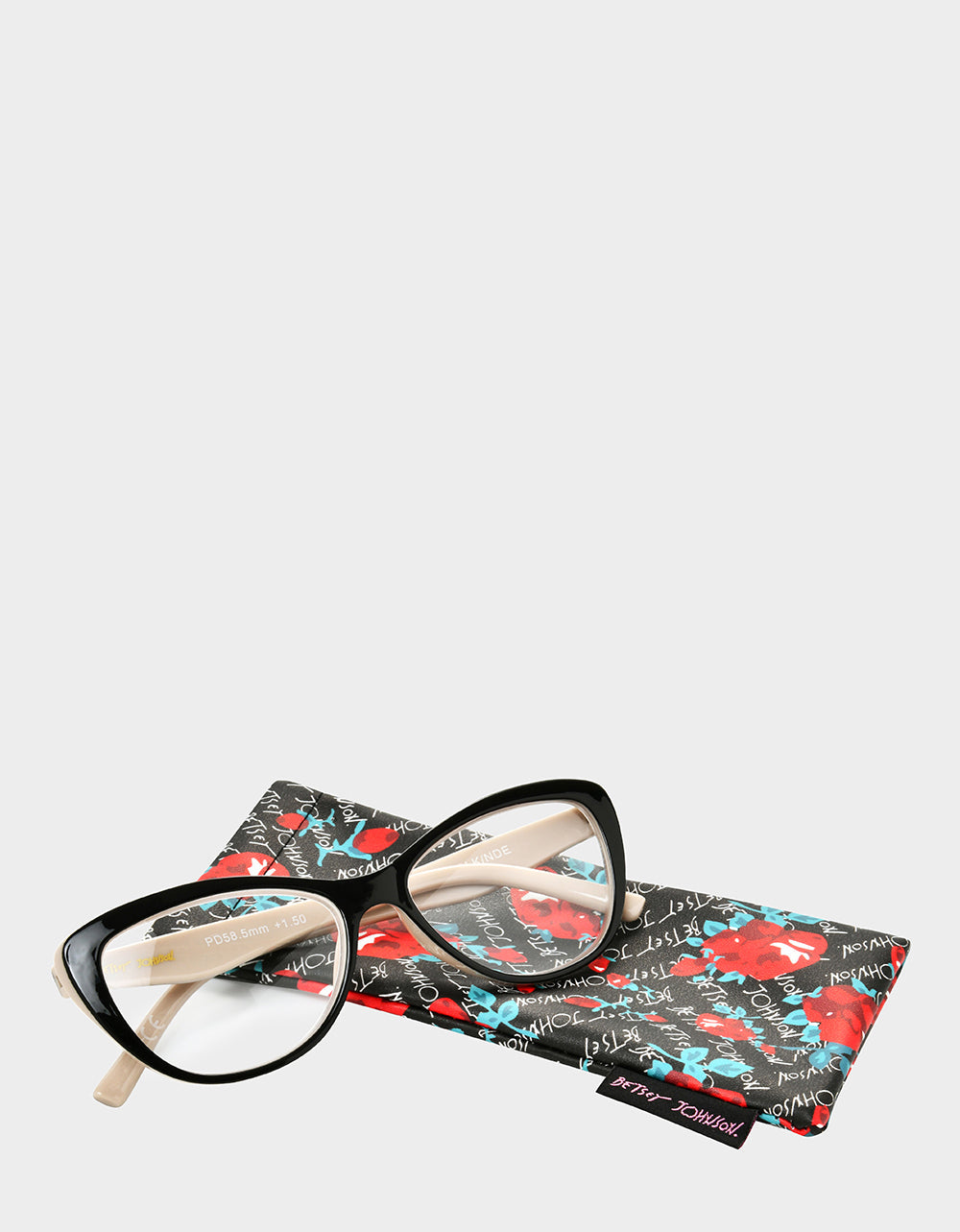 Betsey Johnson EFFORTLESS CHIC CAT EYE READING GLASSES BLACK Women's Black Nude Cat Eye Reading Glasses
