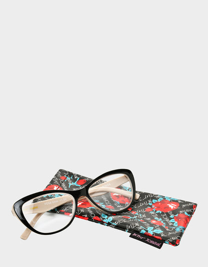 Betsey Johnson EFFORTLESS CHIC CAT EYE READING GLASSES BLACK Women's Black Nude Cat Eye Reading Glasses
