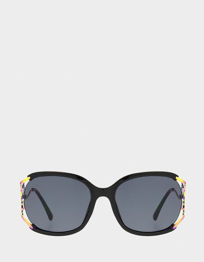Betsey Johnson BLAZING STAR SUNGLASSES BLACK Women's Black Rainbow Butterfly Sunglasses