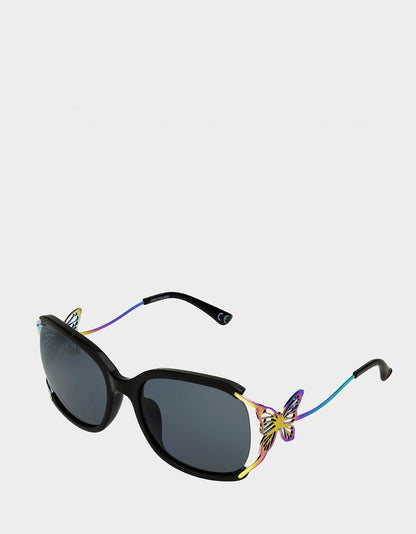 Betsey Johnson BLAZING STAR SUNGLASSES BLACK Women's Black Rainbow Butterfly Sunglasses