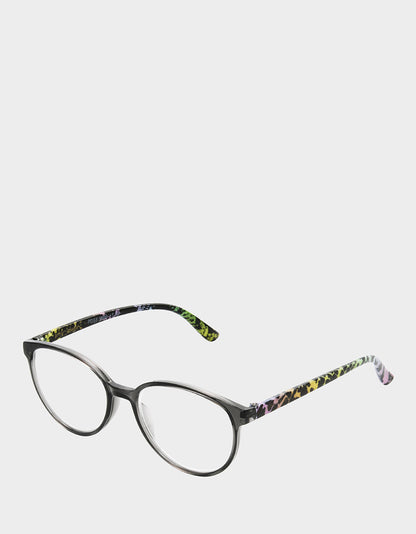 Betsey Johnson CAREFREE DAYS ROUND READING GLASSES LIGHT GREY Women's Round Grey Pastel Reading Glasses
