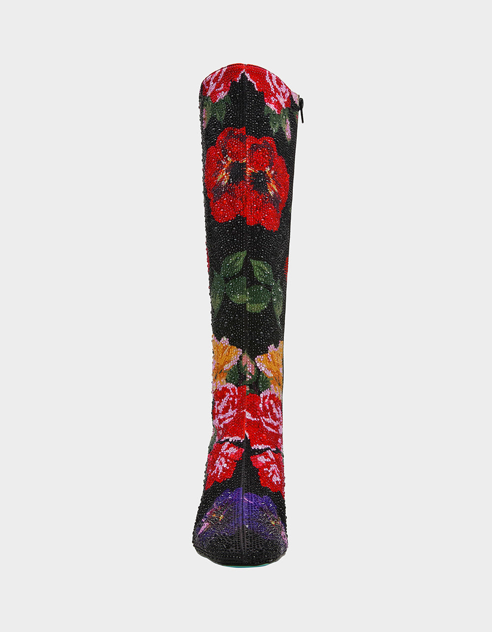 Betsey Johnson AVON BLACK FLOWER MULTI Women's Knee High Rhinestone Floral Boots