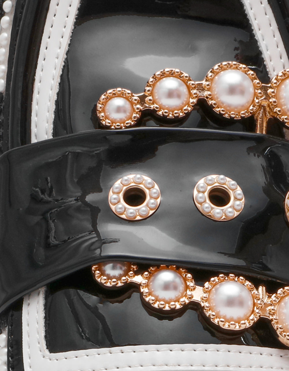 Betsey Johnson BARTON White/Black Polka Dot Mule Embellished Buckle Lug Women's Loafer