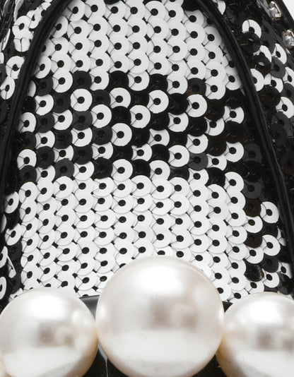 Betsey Johnson HARLOE BLACK WHITE PLAID Platfrom Pearl Embellished Women's Loafer