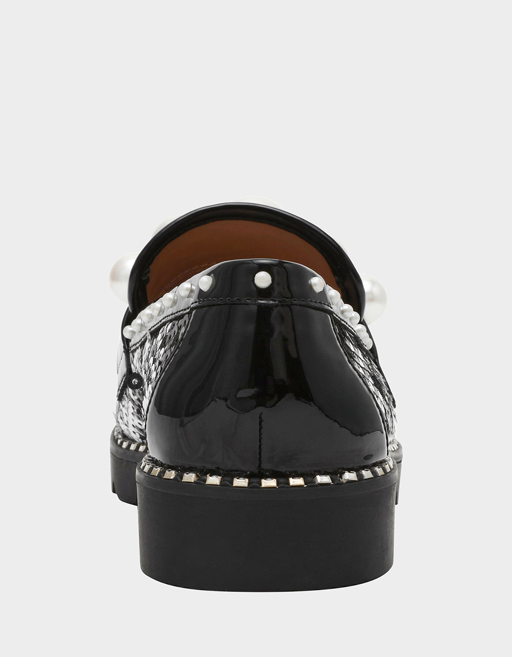 Betsey Johnson HARLOE BLACK WHITE PLAID Platfrom Pearl Embellished Women's Loafer