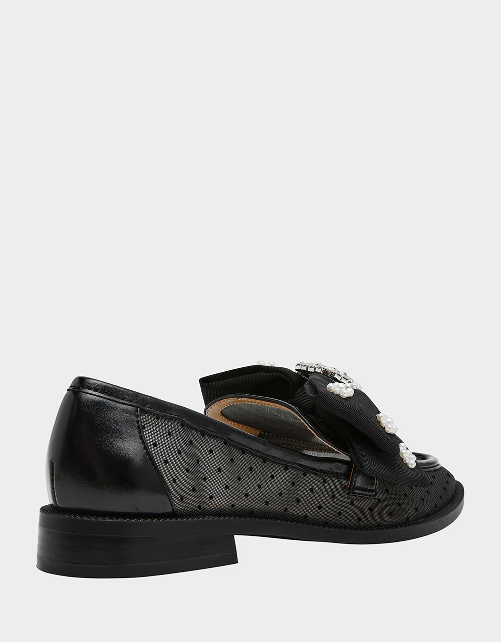 Betsey Johnson SETH BLACK Women's Mesh Pearl Bow Slip-On Loafer
