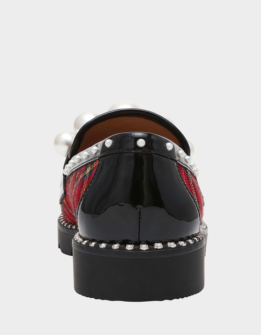 Betsey Johnson HARLOE RED PLAID Platfrom Pearl Embellished Women's Loafer