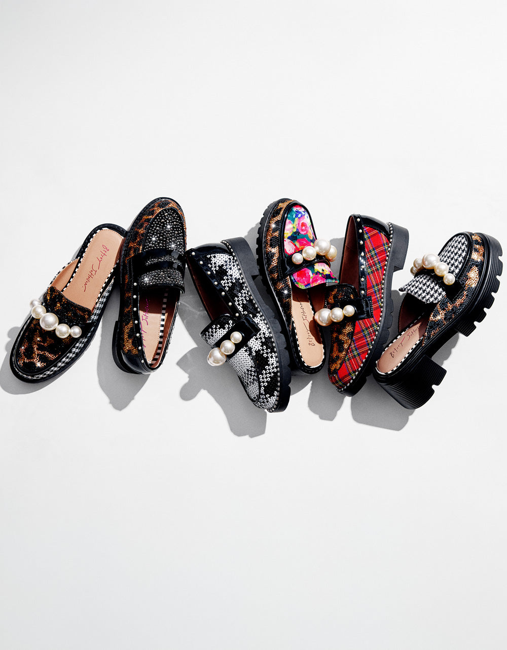 Betsey Johnson HARLOE RED PLAID Platfrom Pearl Embellished Women's Loafer