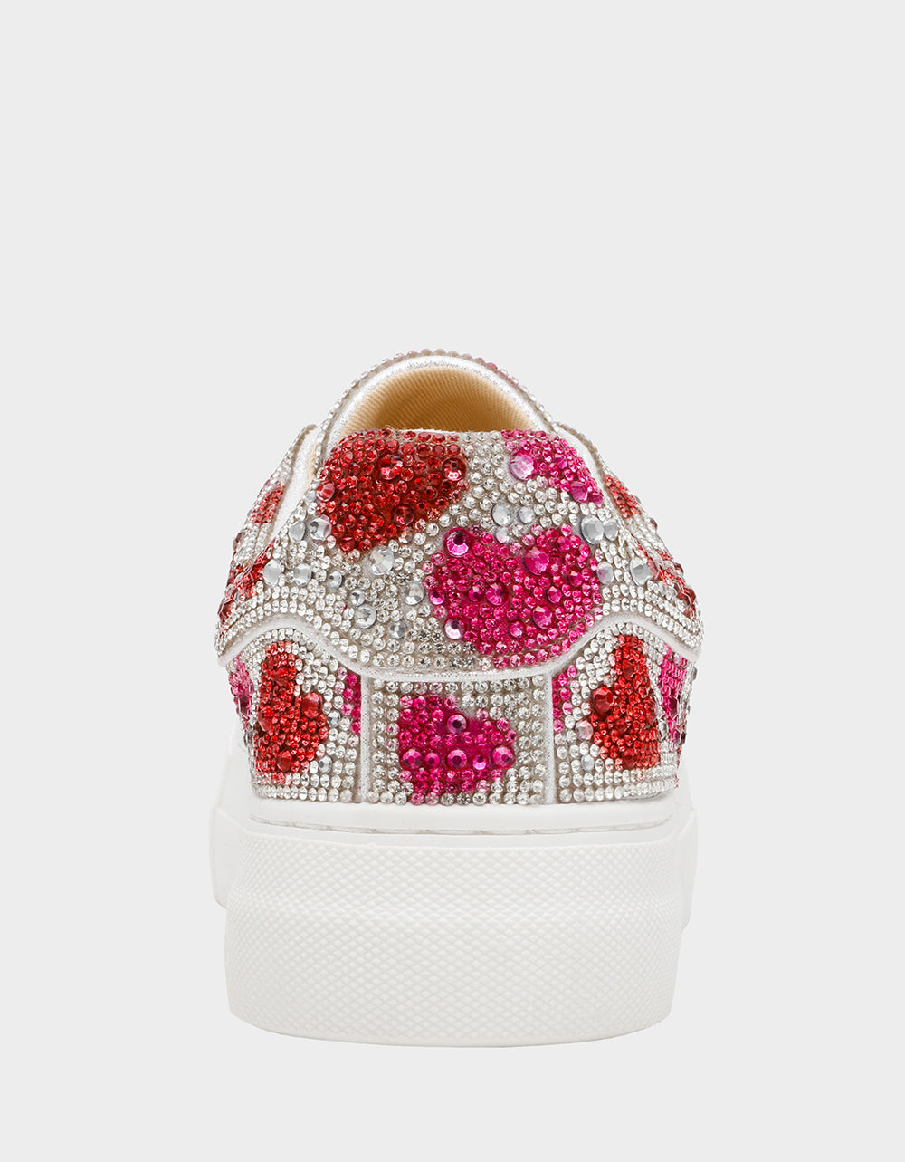Betsey Johnson SIDNY RED/PINK HEARTS MULTI Women's Rhinestone Valentine's Day Heart Sneakers