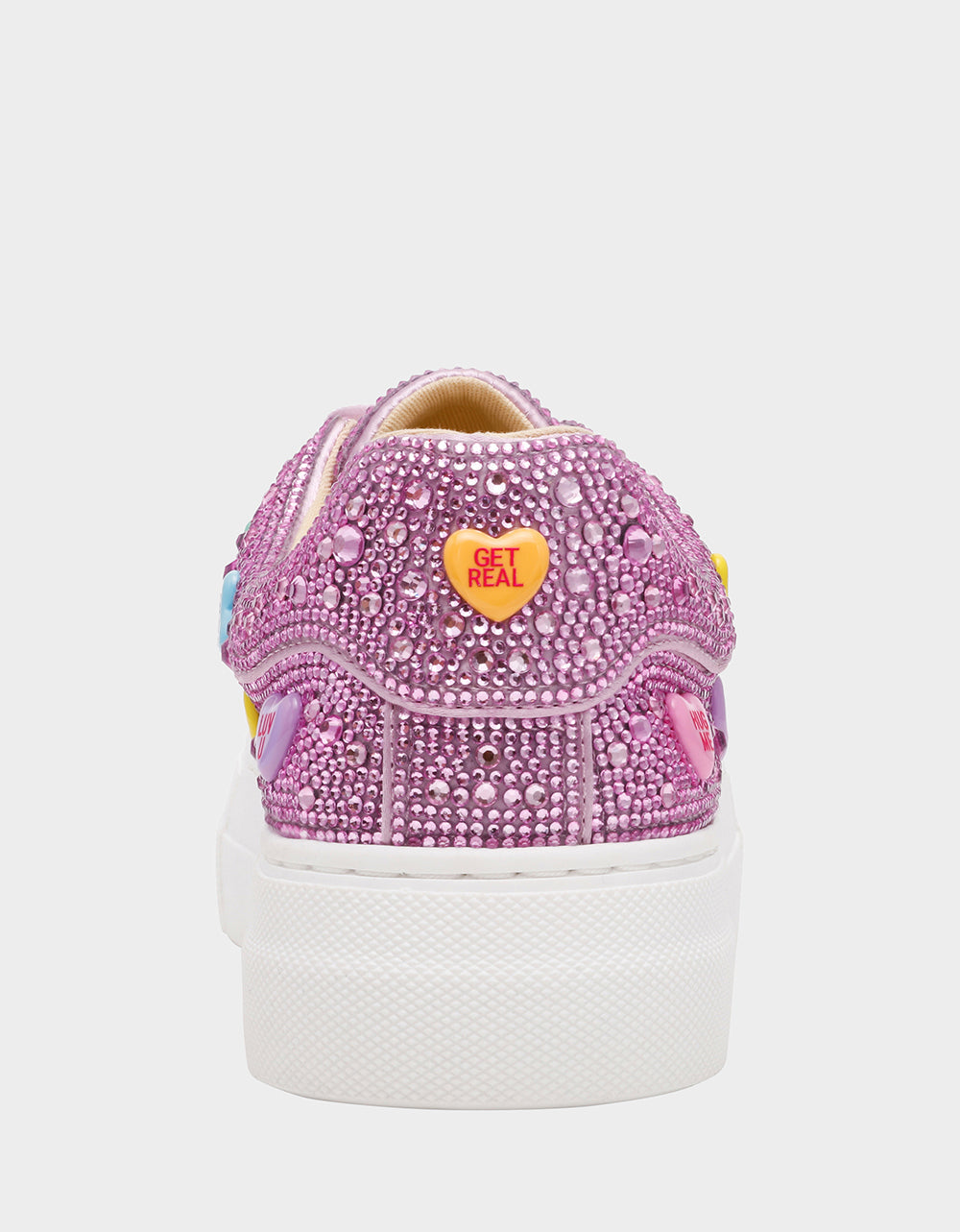 Betsey Johnson SIDNY PINK MULTI HEARTS Women's Rhinestone Candy Heart Sneaker