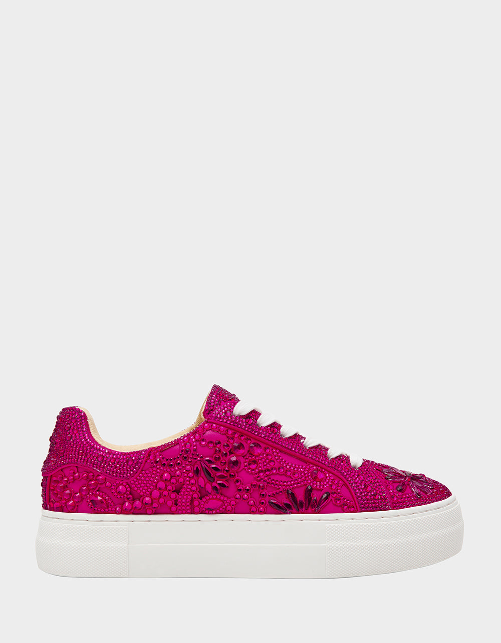 Betsey Johnson REILY Fuchsia Platform Low-Top Lace-Up Rhinestone Women's Sneaker