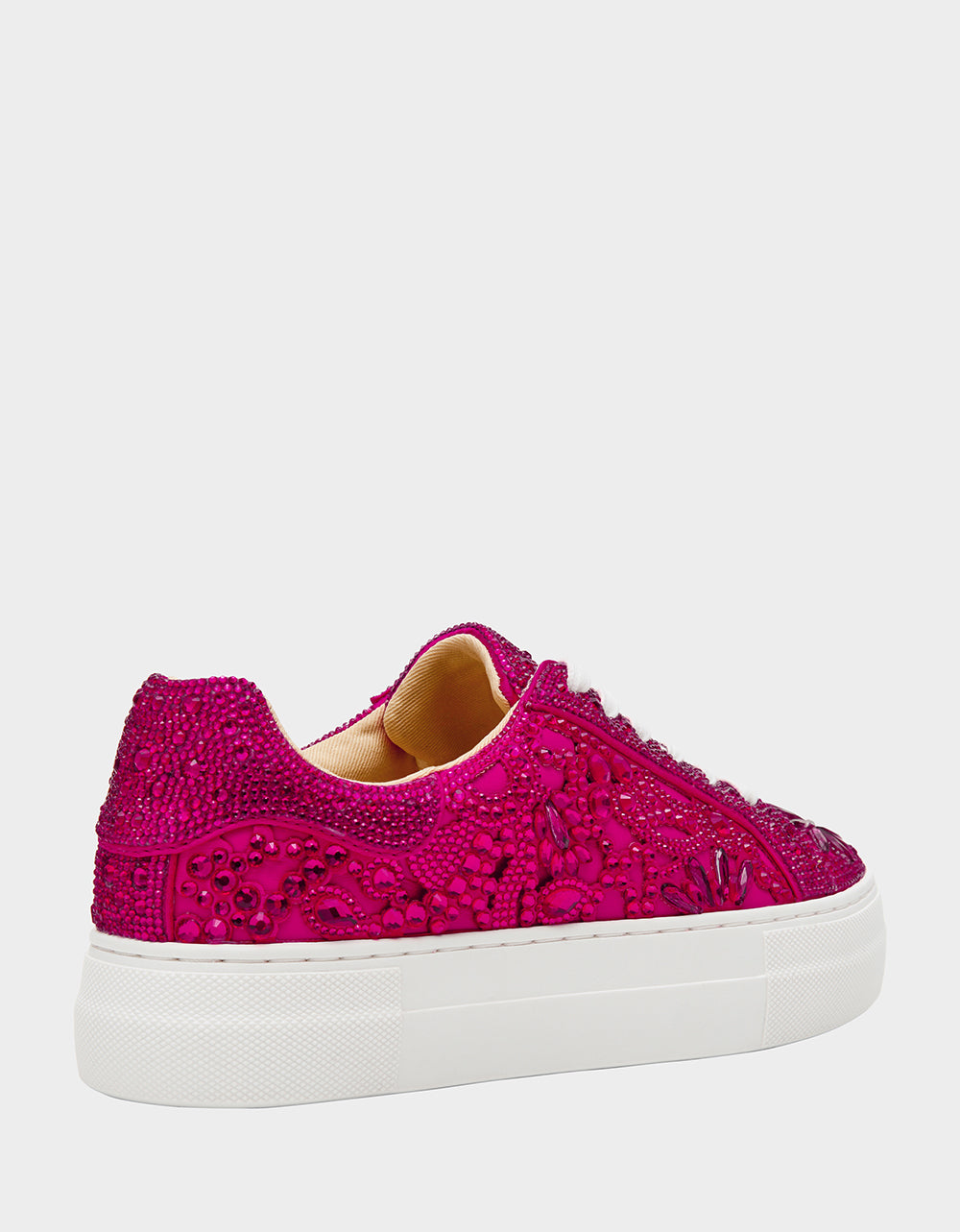 Betsey Johnson REILY Fuchsia Platform Low-Top Lace-Up Rhinestone Women's Sneaker
