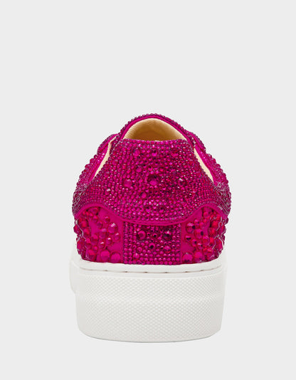 Betsey Johnson REILY Fuchsia Platform Low-Top Lace-Up Rhinestone Women's Sneaker