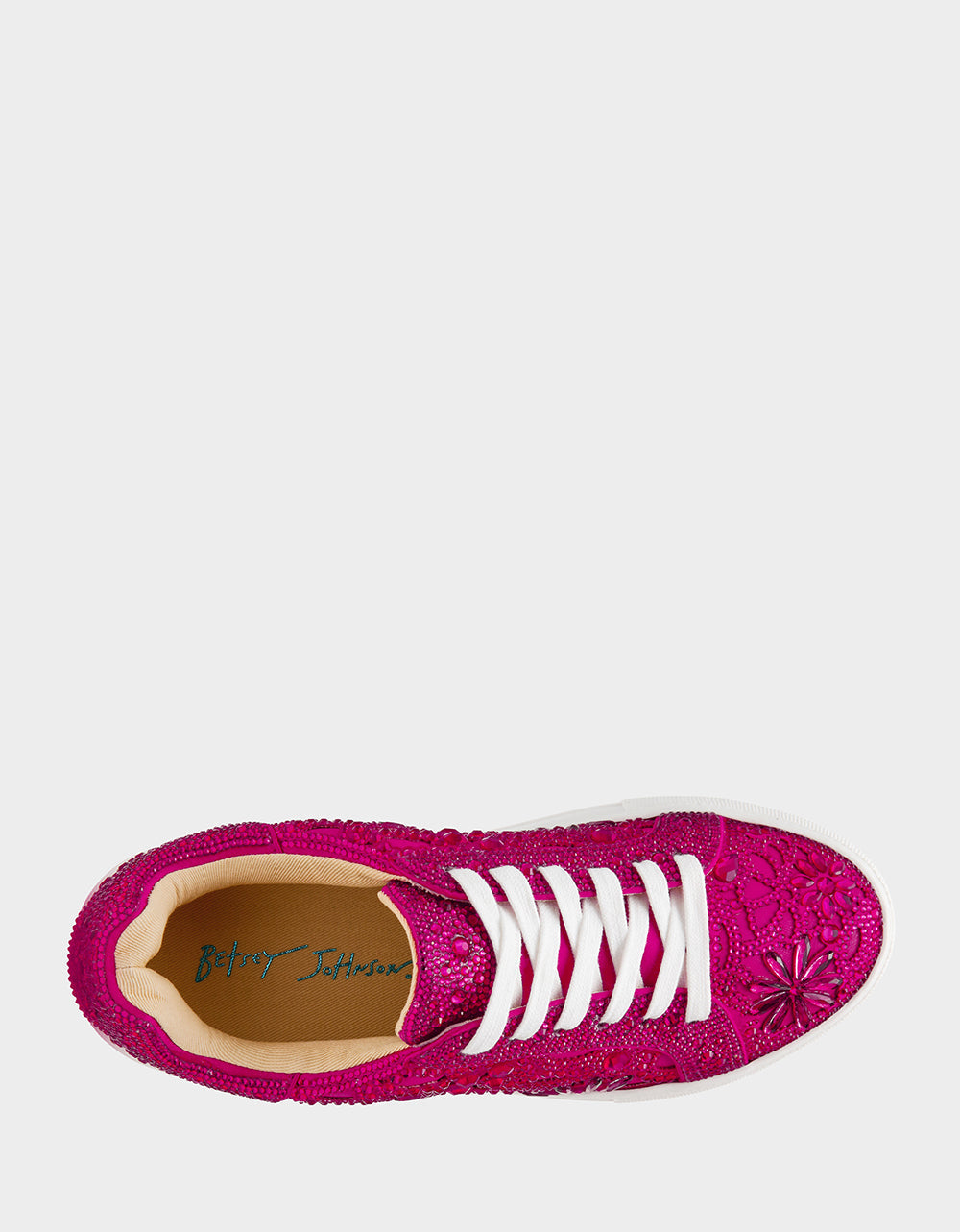 Betsey Johnson REILY Fuchsia Platform Low-Top Lace-Up Rhinestone Women's Sneaker