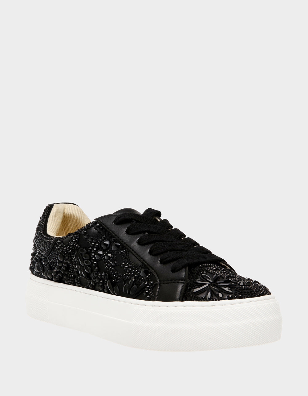 Betsey Johnson REILY Black Platform Low-Top Lace-Up Rhinestone Women's Sneaker