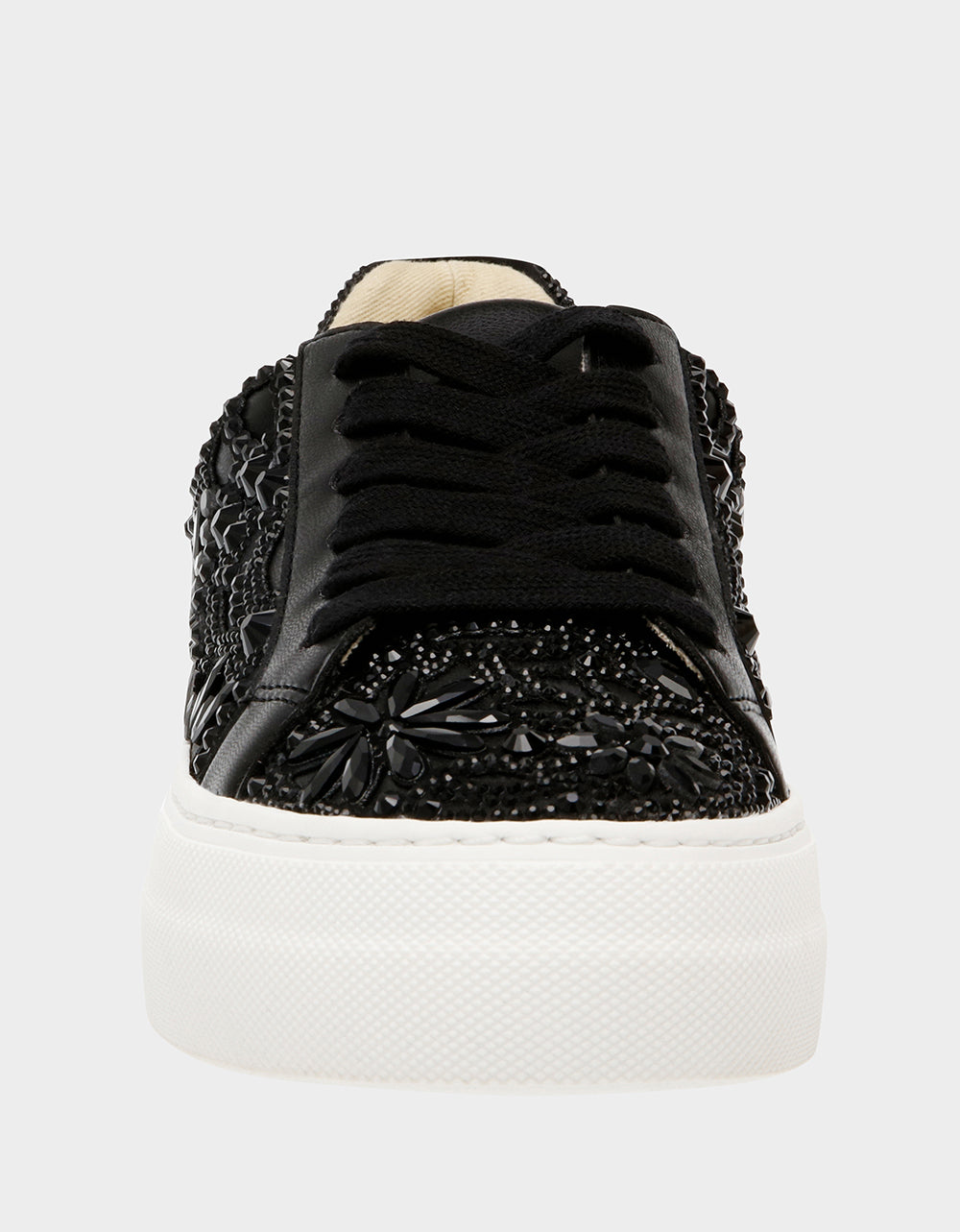 Betsey Johnson REILY Black Platform Low-Top Lace-Up Rhinestone Women's Sneaker