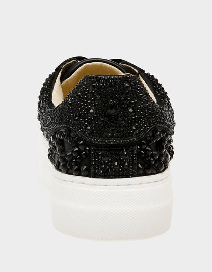 Betsey Johnson REILY Black Platform Low-Top Lace-Up Rhinestone Women's Sneaker