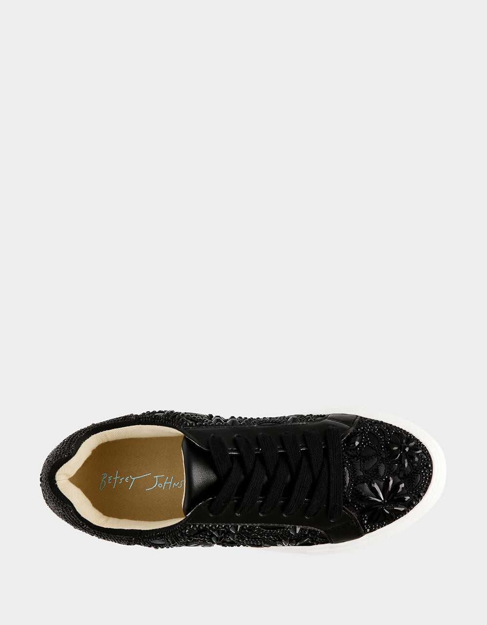 Betsey Johnson REILY Black Platform Low-Top Lace-Up Rhinestone Women's Sneaker