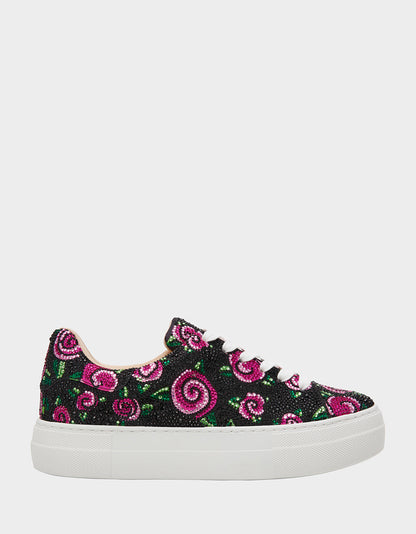 Betsey Johnson SIDNY BLACK ROSE Women's Tennis Sneaker