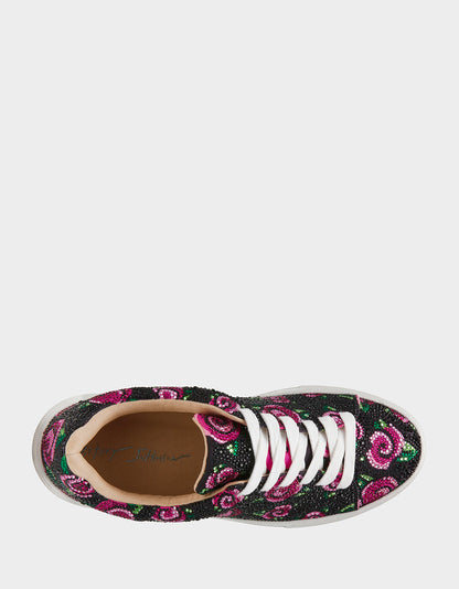 Betsey Johnson SIDNY BLACK ROSE Women's Tennis Sneaker