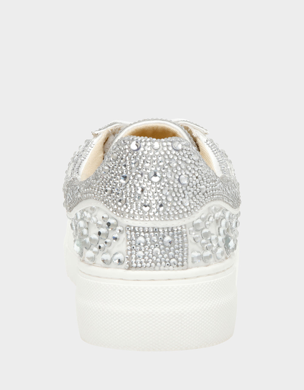 Betsey Johnson REILY WHITE Platform Low-Top Lace-Up Rhinestone Women's Sneaker