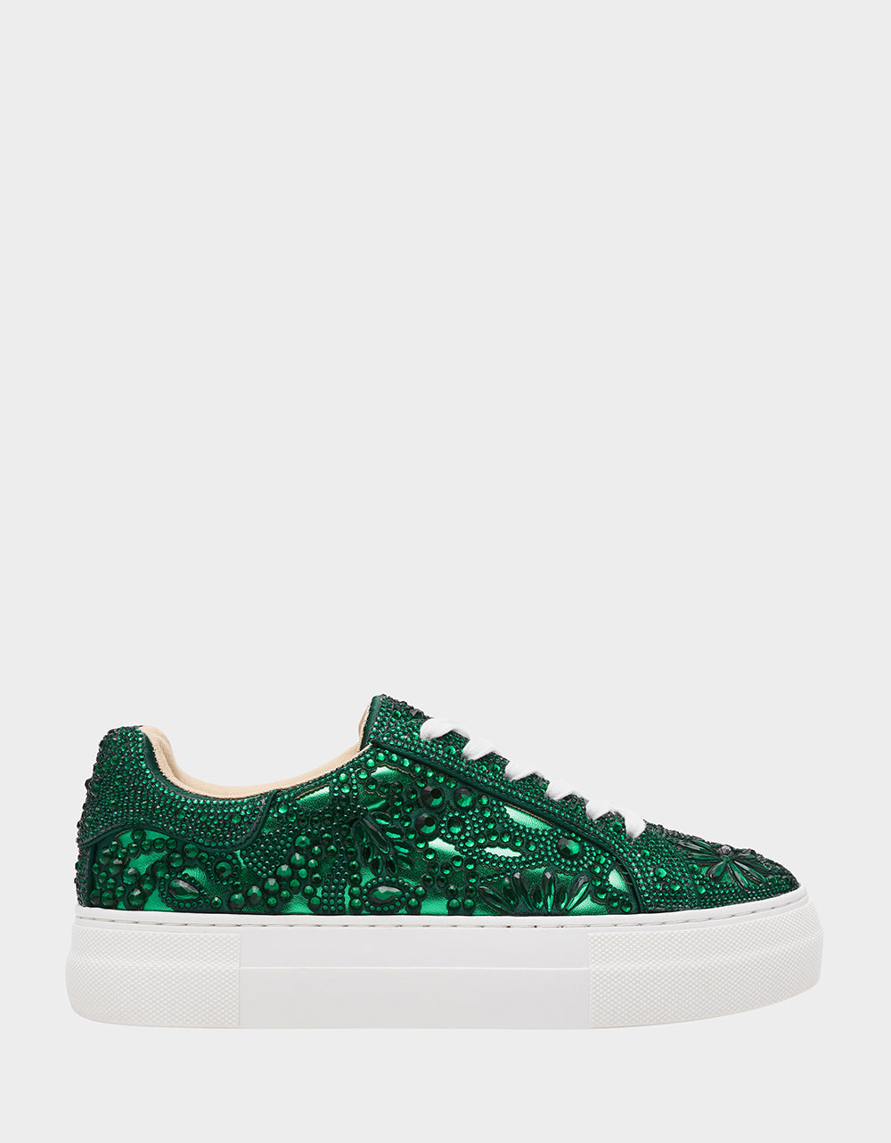 Betsey Johnson REILY EMERALD Platform Low-Top Lace-Up Rhinestone Women's Sneaker